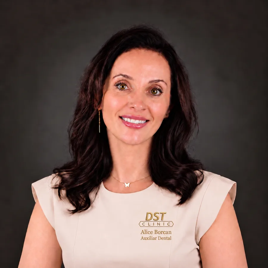 Alice Borcan, auxiliar dental del equipo dental en Torrejón de Ardoz de DST Clinic